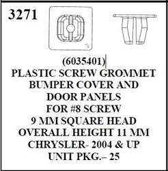 W-E 3271 Plastic Screw Grommet, Bumper Cover and Door Panels Chrysler