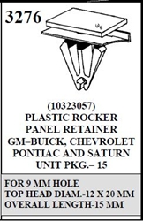 W-E 3276 Plastic Rocker Panel Retainer, GM-Buick, Chevrolet, Pontiac, & Saturn