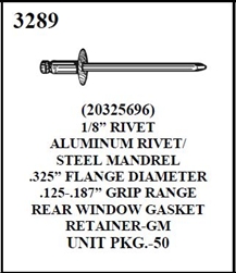 W-E 3289 Aluminium 1/8" Rivet/Steel Mandrel, GM