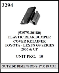 W-E 3294 Plastic Rear Bumper Cover Retainer, Lexus GS Series