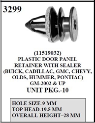 W-E 3299 Plastic Door Panel Retainer with Sealer, Buick Cadillac, GMC, Chevy, Oldsmobile, Hummer, Pontiac, & GM