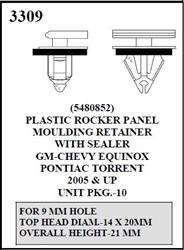 W-E 3309 Plastic Rocker Panel, Moulding Retainer With Sealer, Chevrolet Equinox, Pontiac Torrent