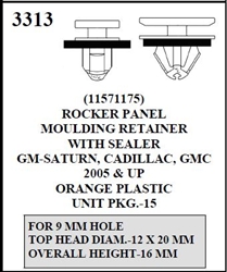 W-E 3313 Rocker Panel Moulding Retainer With Sealer, GM, Saturn, Cadillac, GMC