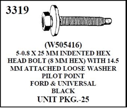 W-E 3319 Head Bolt With 14.5mm Attached Loose Washer, Pilot Point, Ford & Universal