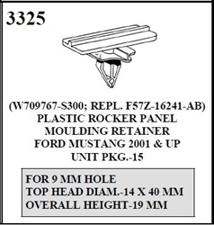 W-E 3325 Plastic Rocker Panel Moulding Retainer, Ford Mustang
