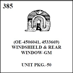W-E 0385 WINDSHIELD AND REAR WINDOW, GM